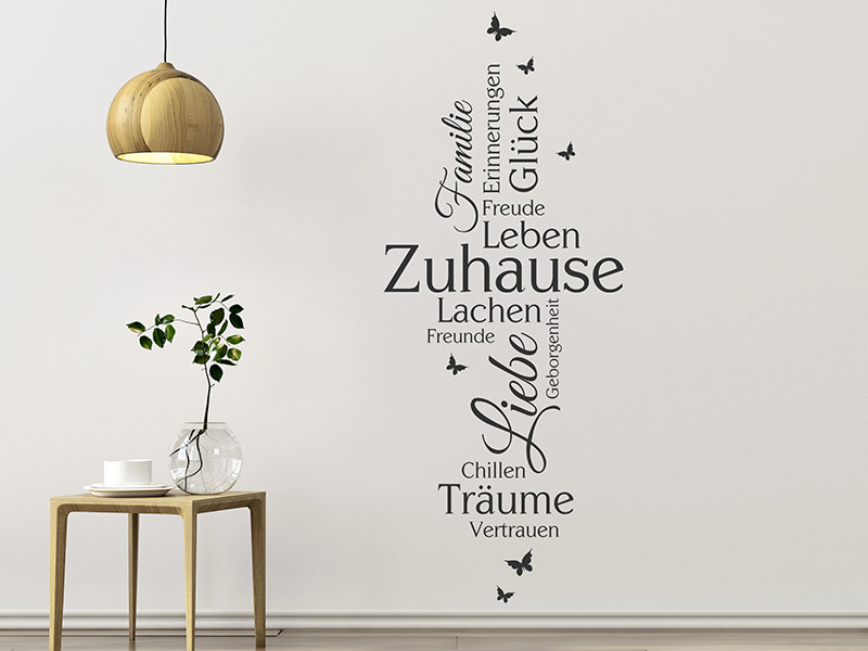 Wandtattoo Zuhause Begriffe als Wortwolke