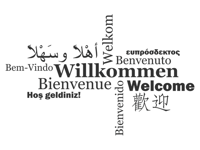 Wandtattoo Willkommen Wortwolke Sprachen | Wandtattoos.de