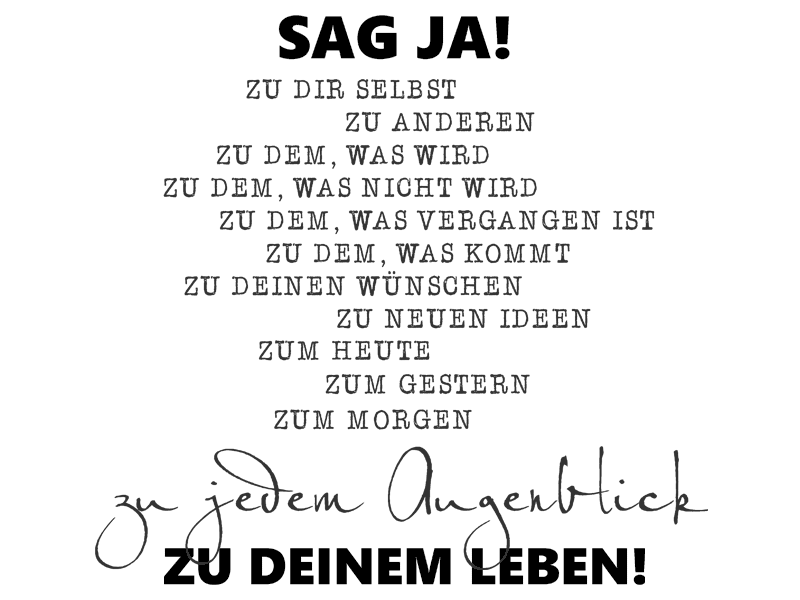 Wandtattoo Sag ja zu deinem Leben Wandtattoos.de