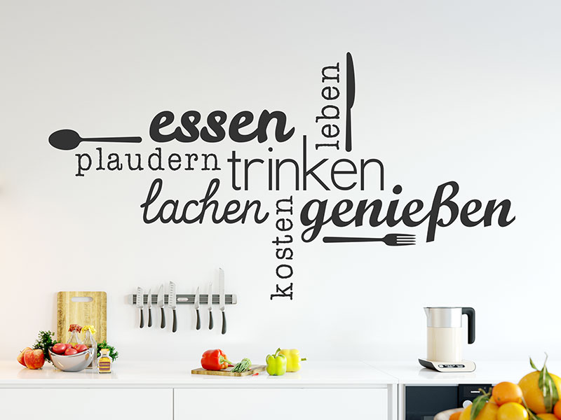 Wandtattoo Wortwolke Essen und Genießen