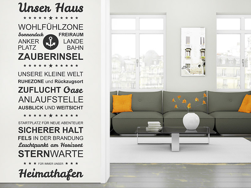 Wandtattoo Unser Haus unser Heimathafen