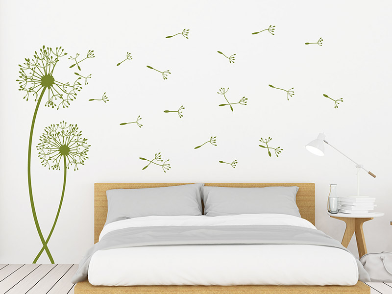 Wandtattoo Pusteblumen mit fliegenden Schirmchen