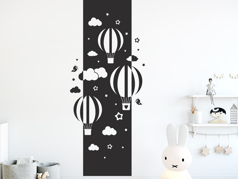 Wandtattoo Wandbanner Heißluftballons mit Wolken