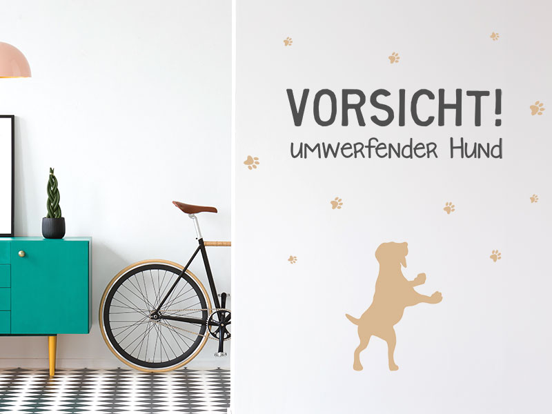 Wandtattoo Vorsicht umwerfender Hund