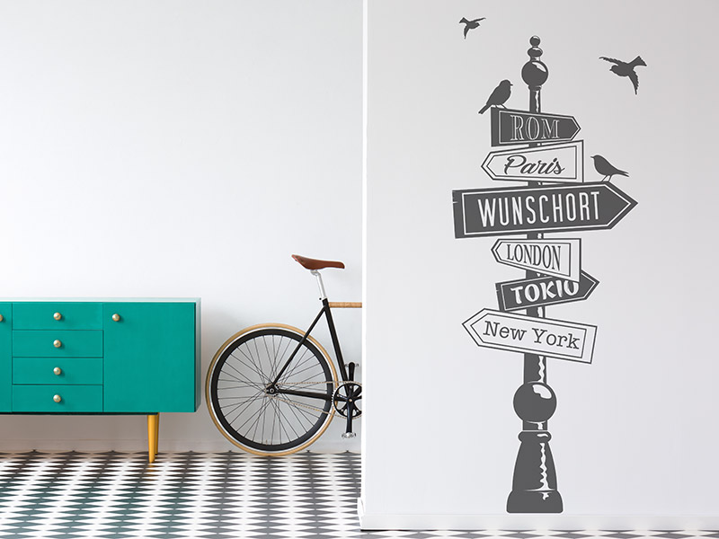 Wandtattoo Wegweiser mit Wunschort