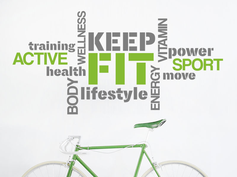 Wandtattoo Wortwolke Keep Fit