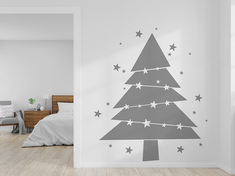 Wandtattoo Weihnachtsbaum mit Sternengirlande