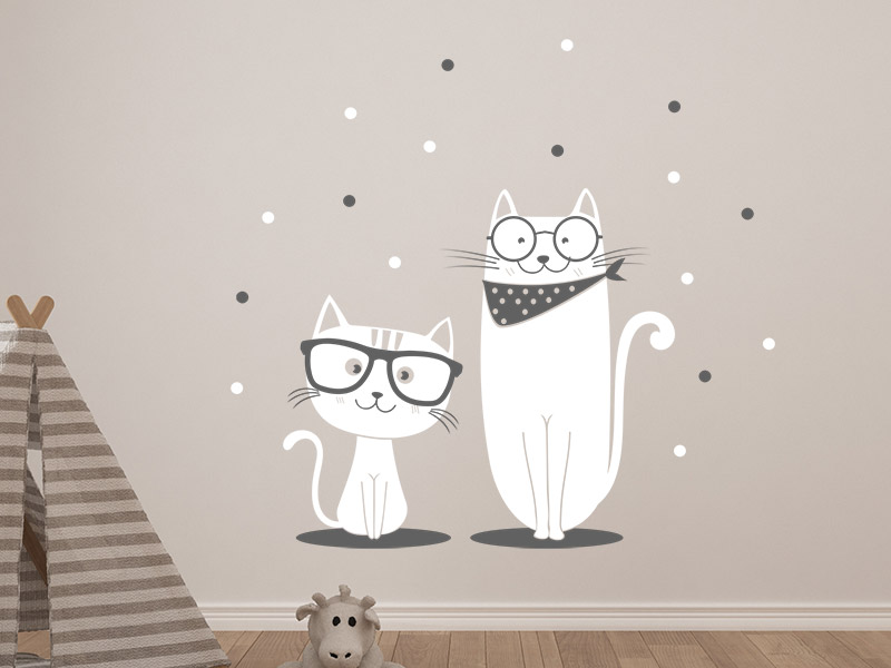 Wandtattoo Katzen mit Brillen