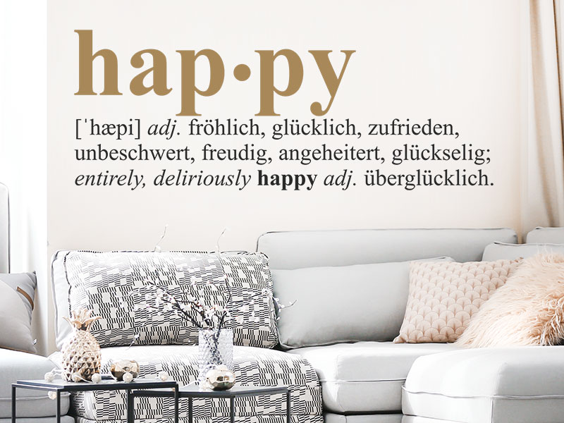 Wandtattoo Happy Dictionary Worterbuch Stil Wandtattoos De