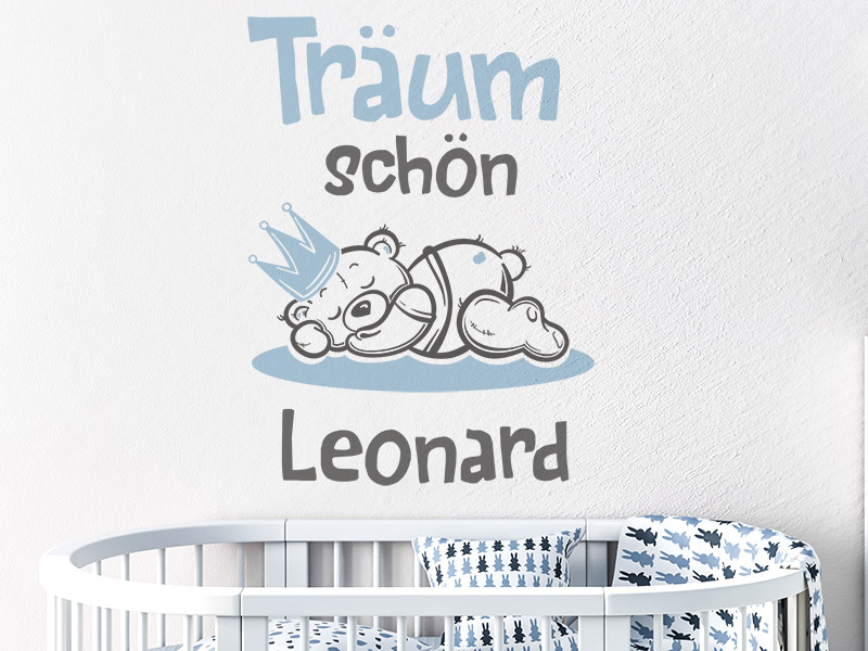 Wandtattoo Träum schön Bärchen mit Name