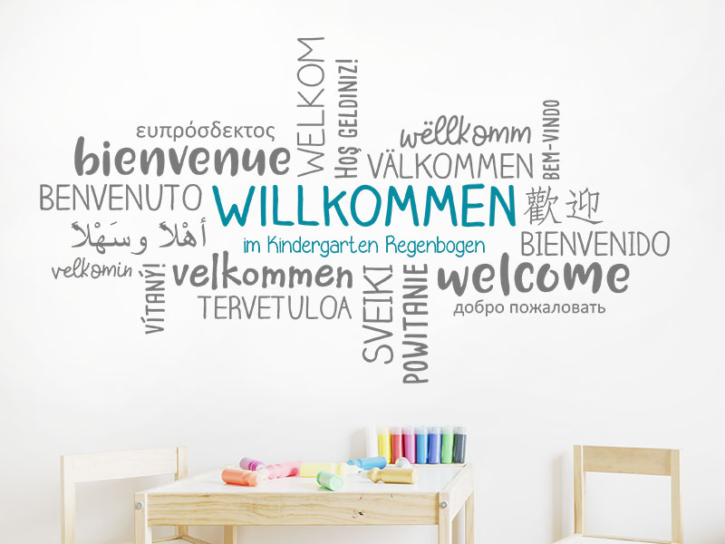 Wandtattoo Kindergarten Willkommen International