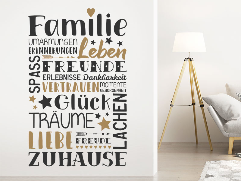 Wandtattoo Familienworte mit Herz