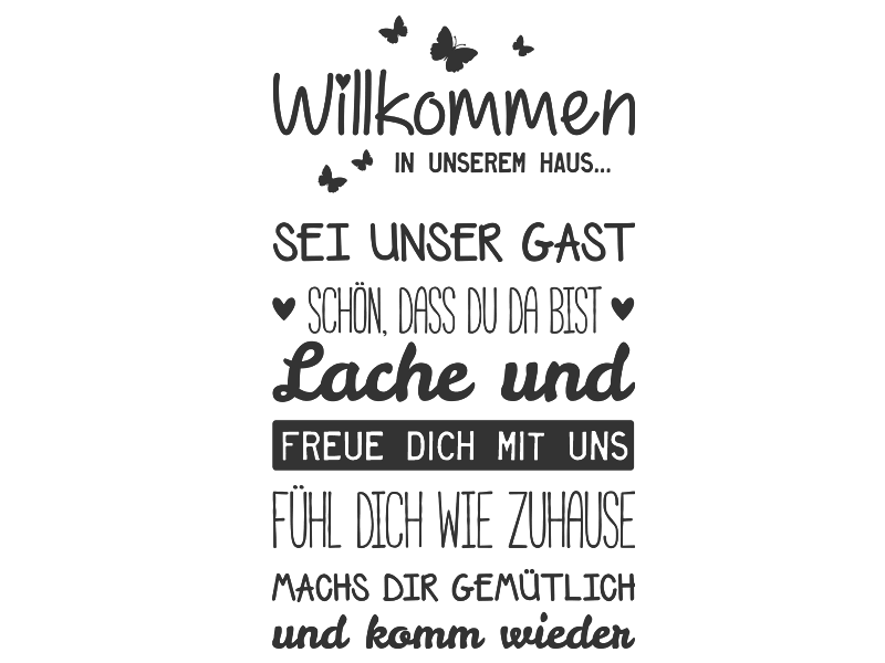 Wandtattoo Willkommen sei unser Gast Wandtattoos.de