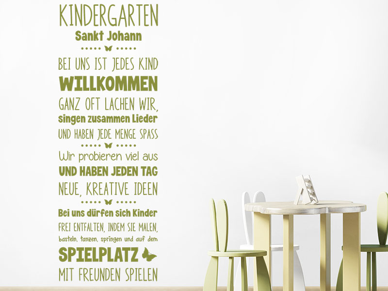 Wandtattoo Kindergarten Spruchband mit Wunschname