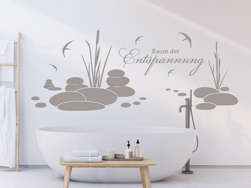 Wandtattoo Raum der Entspannung mit Vögeln