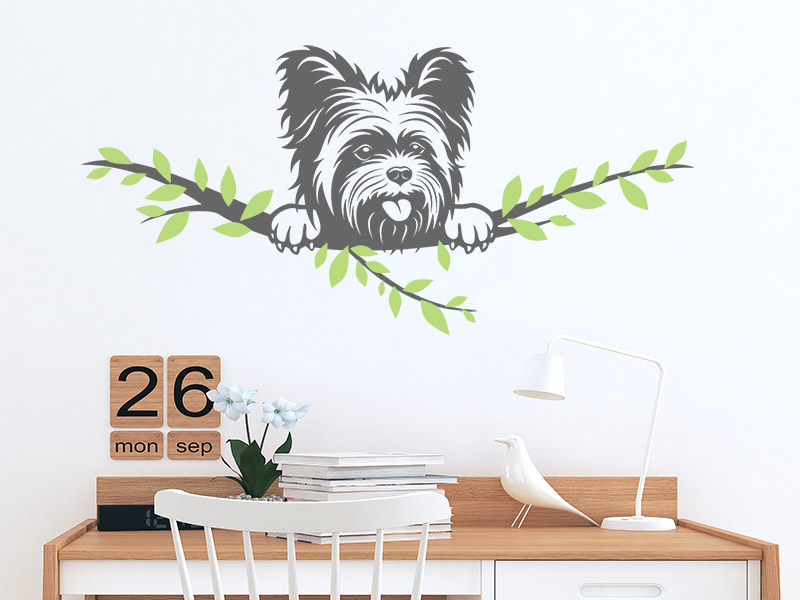 WANDTATTOO DOG Yorkshire Terrier zwei Hunde Vinyl Aufkleber Mural Art Sticker 