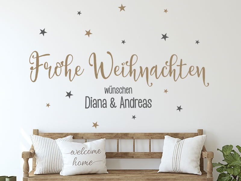 Wandtattoo Frohe Weihnachten mit Wunschnamen
