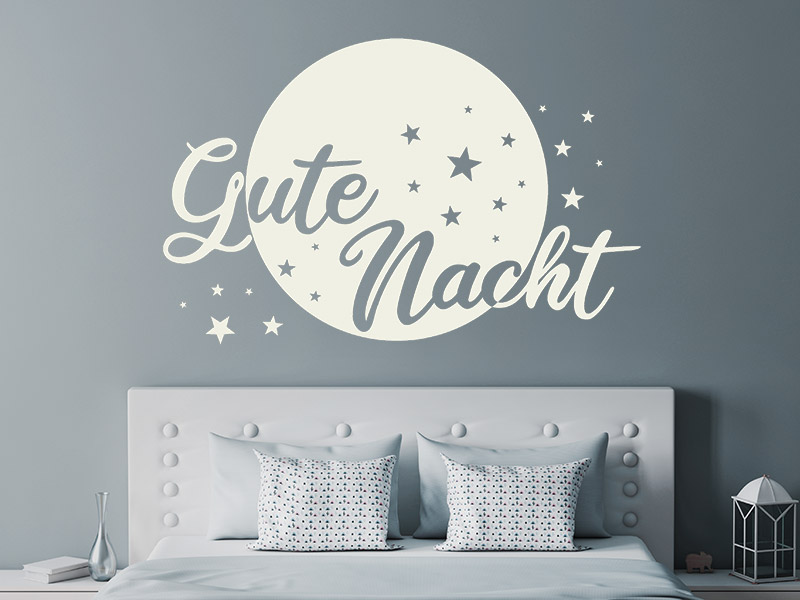Wandtattoo Gute Nacht im Mondschein