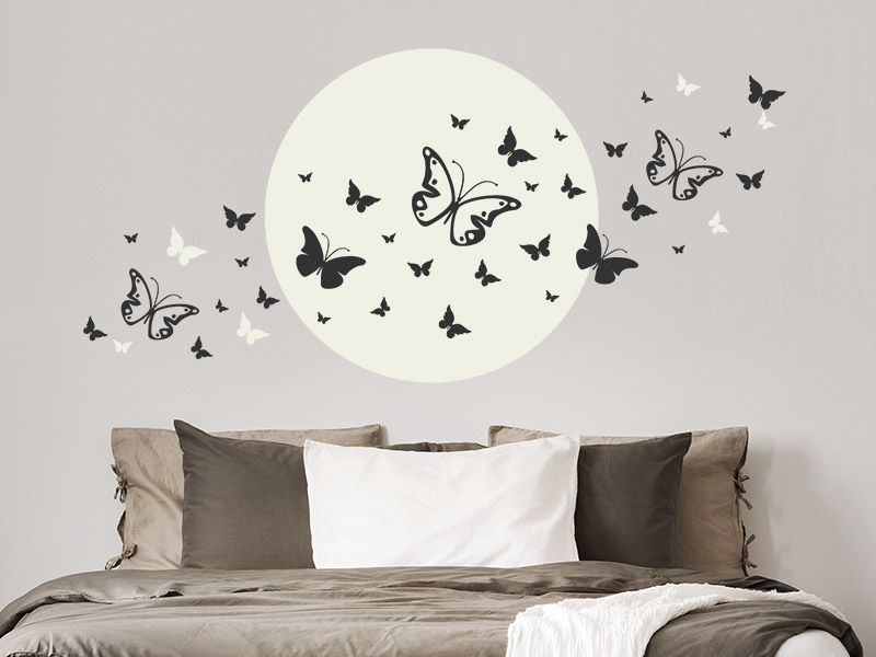 Wandtattoo Mond mit Schmetterlingen