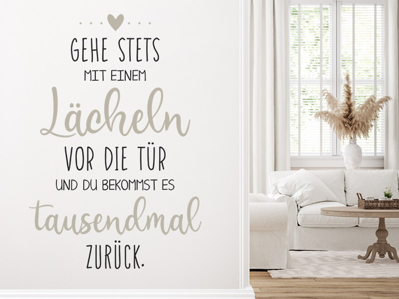 Wandtattoo Gehe stets mit einem Lächeln