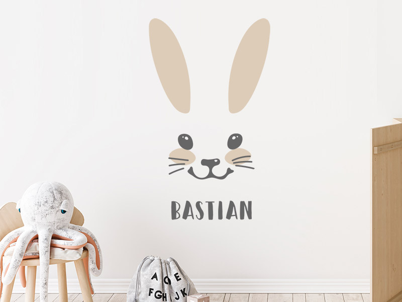 Wandtattoo Frecher Hase mit Wunschname