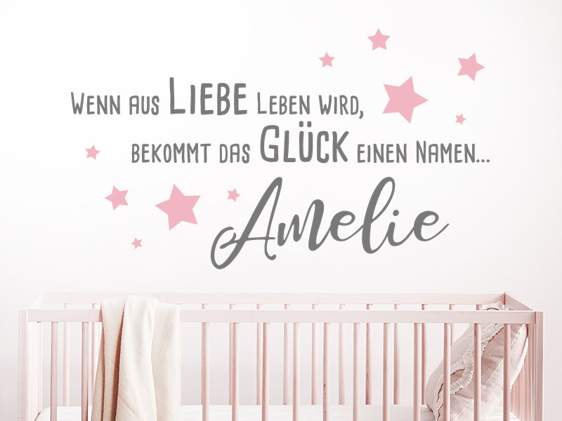 Wandtattoo Liebe Leben Glück mit Wunschname