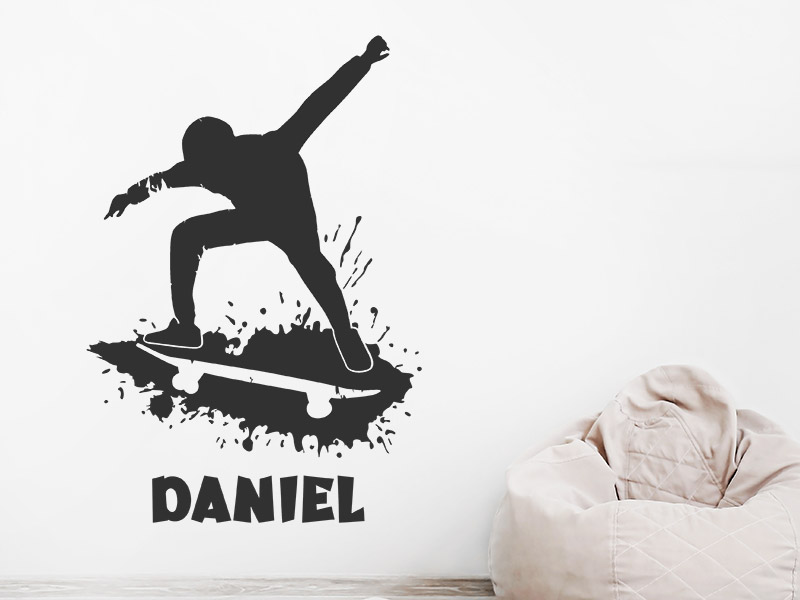 Wandtattoo Splash Skater mit Wunschname