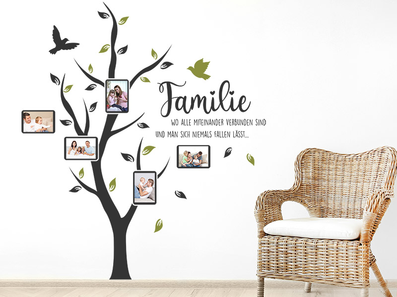 Wandtattoo Familienbaum mit Fotorahmen