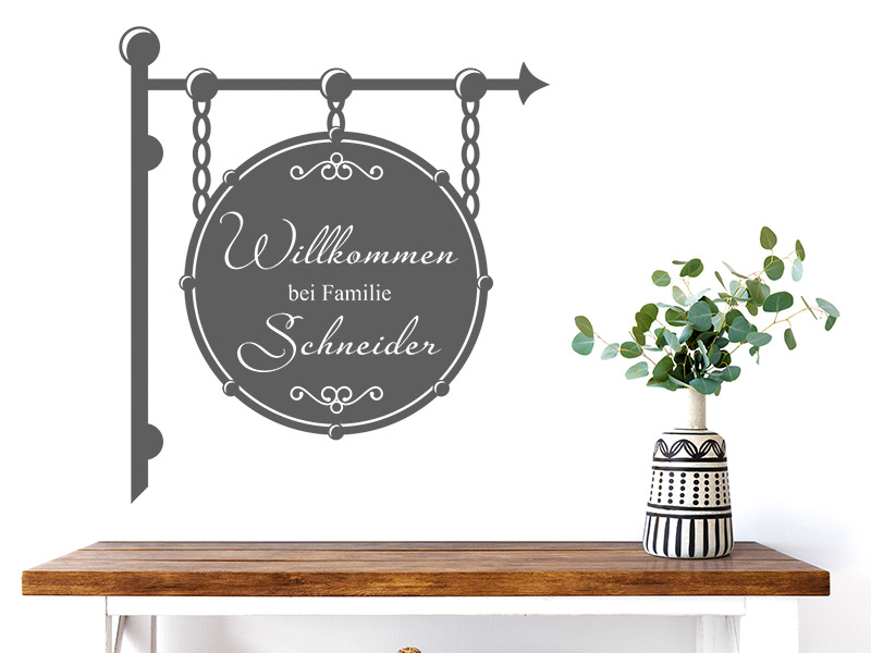 Wandtattoo Vintage Schild Willkommen