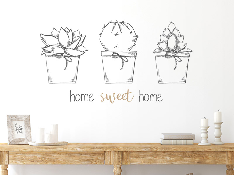 Wandtattoo Blumentöpfe Home sweet home