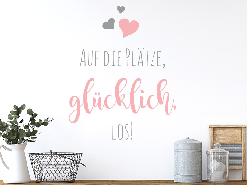 Wandtattoo Auf die Plätze...