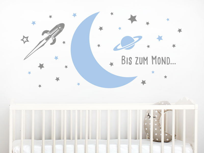 Wandtattoo Bis zum Mond mit Sternen