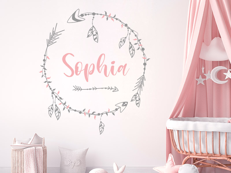 Wandtattoo Boho Kreis mit Wunschname