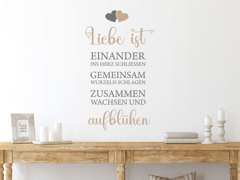 Wandtattoo Liebe ist zusammen wachsen