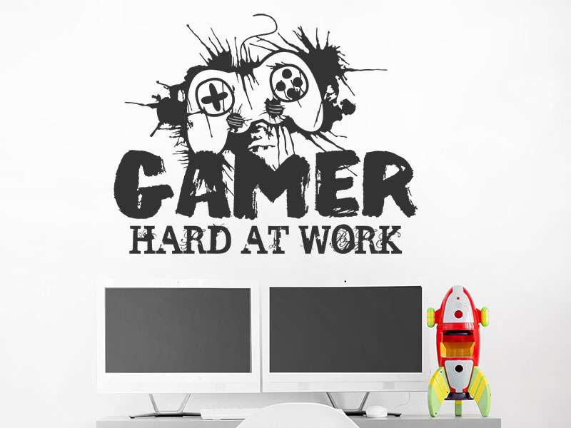 Wandtattoo Gamer Hard At Work