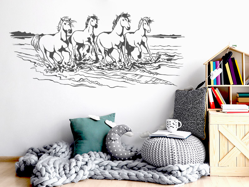 Wandtattoo Wilde Pferde am Strand
