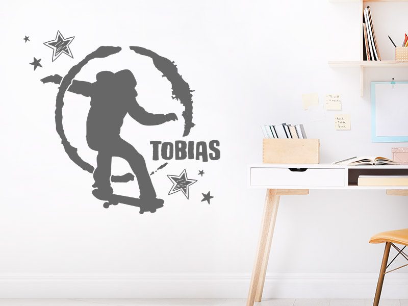 Wandtattoo Vintage Skater mit Wunschname