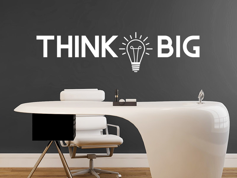 Wandtattoo Think Big mit Glühbirne