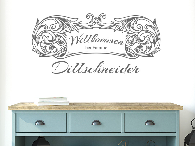 Wandtattoo Vintage Willkommen mit Name