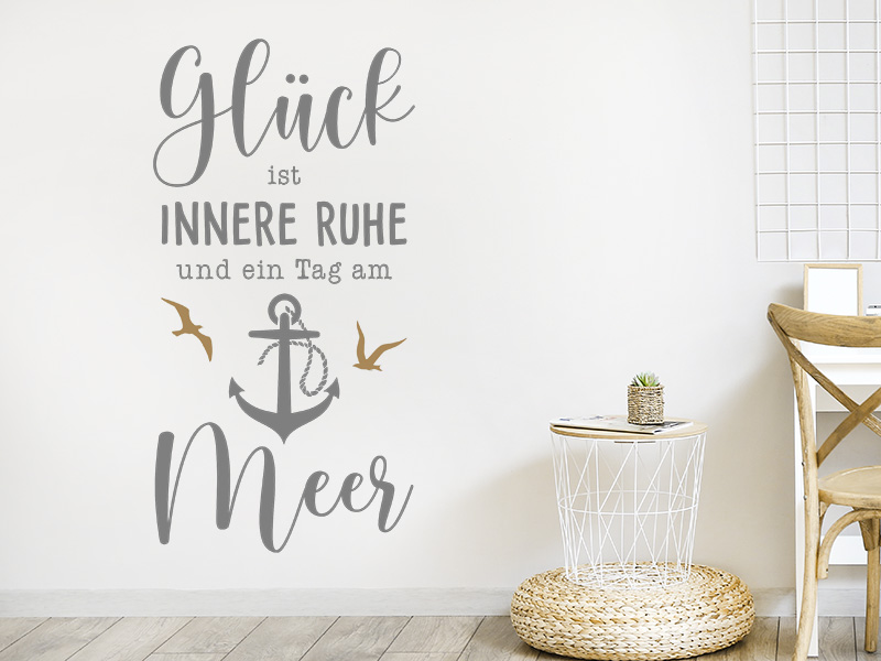 Wandtattoo Glück ist ein Tag am Meer