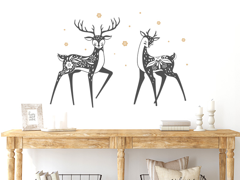 Wandtattoo Ethno Hirsch und Reh