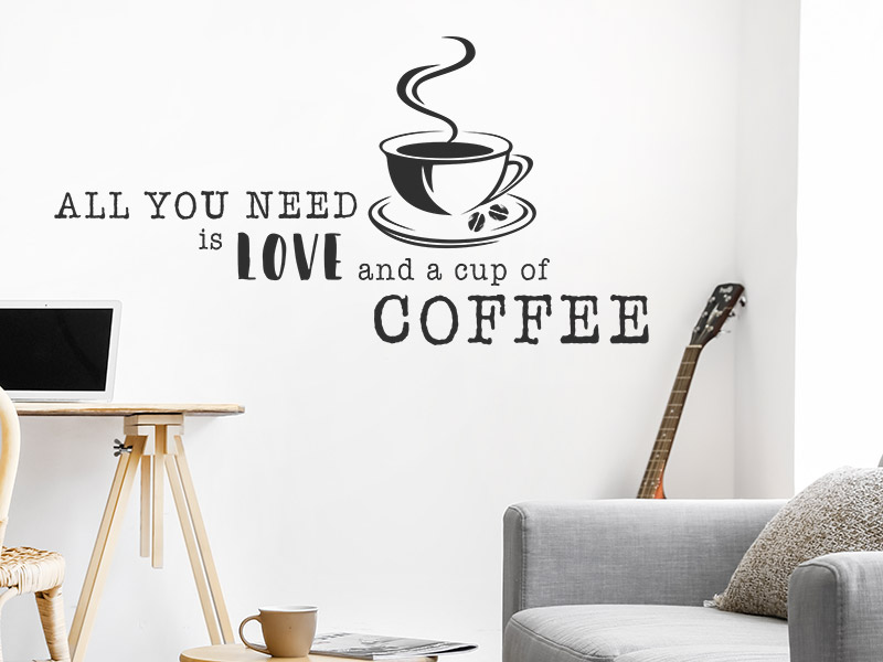 Wandtattoo Love and a cup of coffee