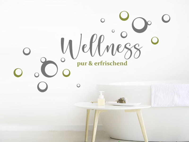 Wandtattoo Wellness pur mit Seifenblasen