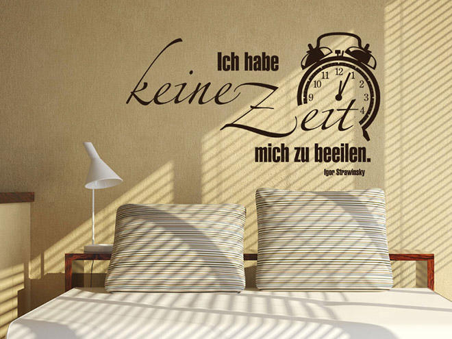 Wandtattoo Keine Zeit! Wandspruch mit Wecker Wandtattoos.de