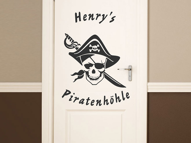 Wandtattoo Piratenhöhle mit Name für Kinder Wandtattoos.de