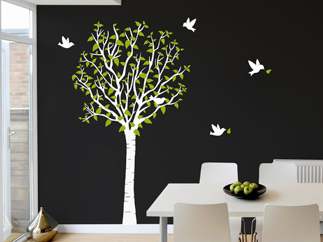 Wandtattoo Baum mit Blätter und Vögel Wandtattoos.de