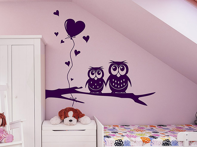 Wandtattoo Süßes Eulen Pärchen fürs Babyzimmer | Wandtattoos.de