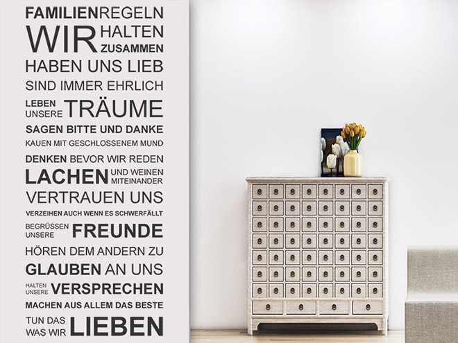 Wandtattoo Familienregeln Spruchbanner Wandtattoos.de