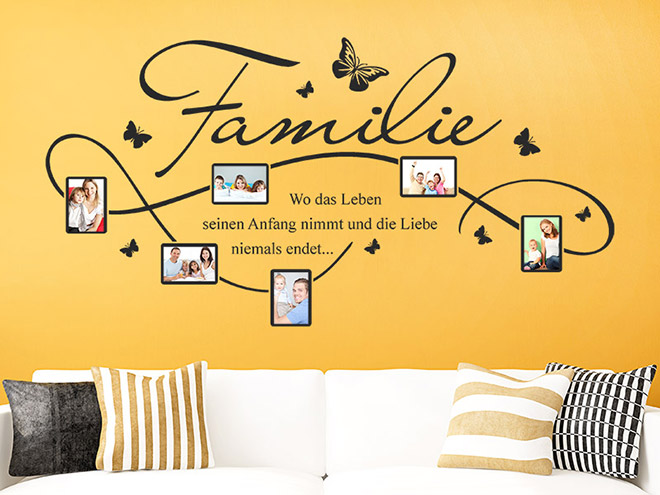 Wandtattoo Familie Fotorahmen mit Spruch Wandtattoos.de