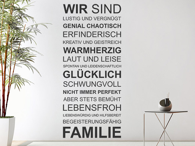 Wandtattoo Wir sind eine Familie Spruchband Wandtattoos.de